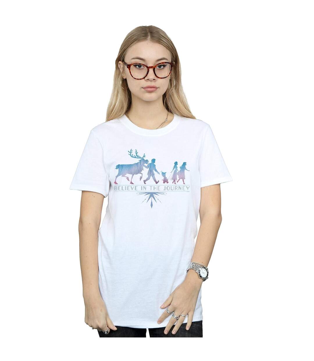 Disney - T-shirt FROZEN BELIEVE IN THE JOURNEY SILHOUETTE - Femme (Blanc) - UTBI24352-2