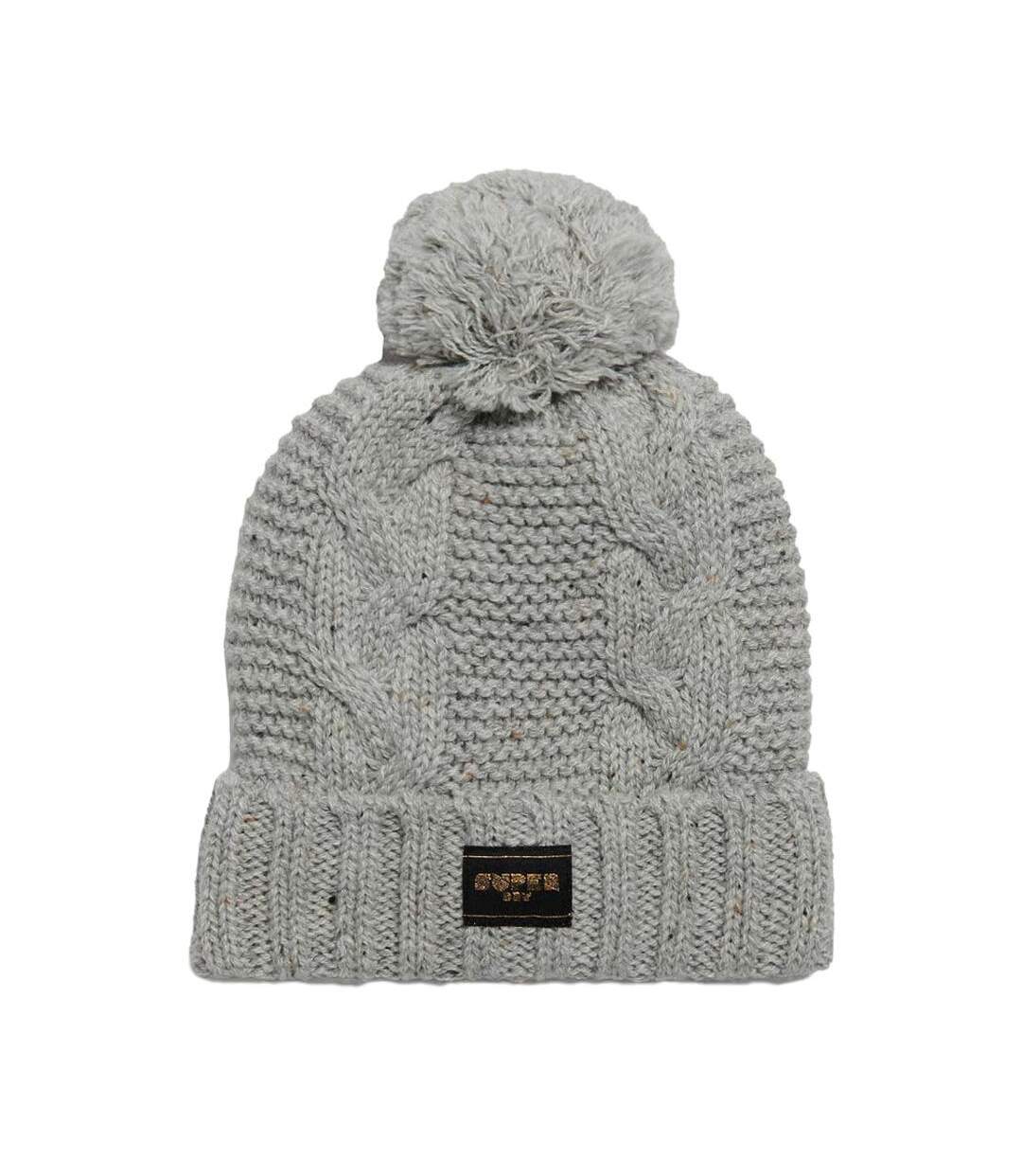 Bonnet gris femme  superdry cable knit beanie-1