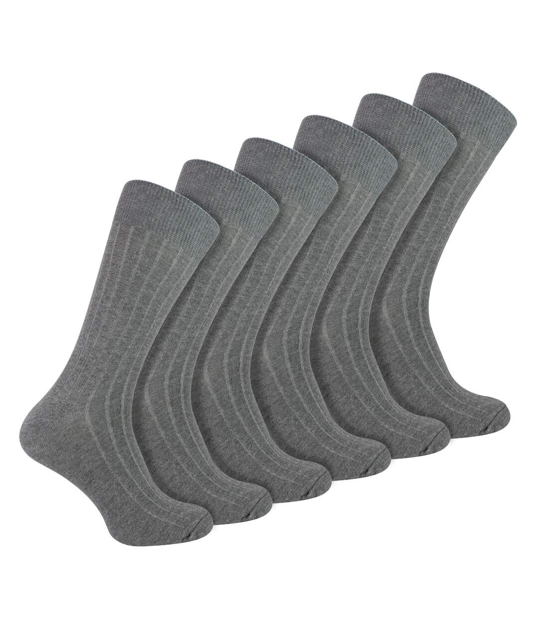 6 Pairs Mens Plain Coloured Cotton Rich Ribbed Dress Socks-1