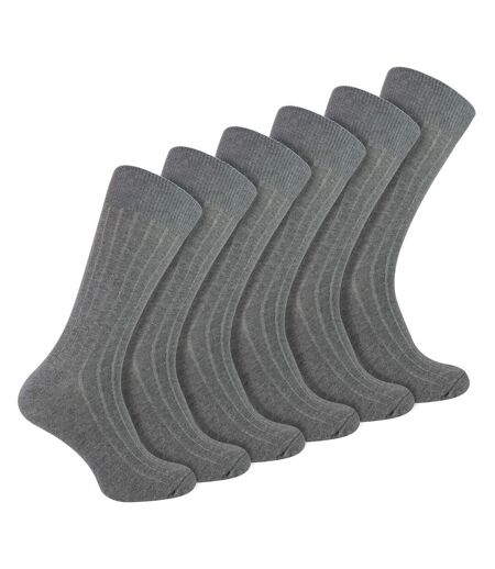6 Pairs Mens Plain Coloured Cotton Rich Ribbed Dress Socks