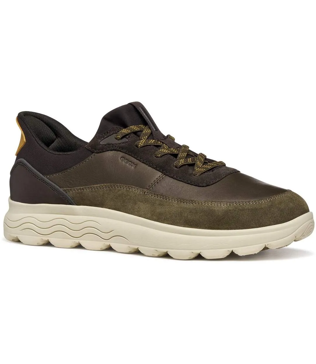 Mens U Spherica Plus Leather Trainers Military Coffee Geox-1