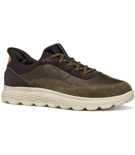 Mens U Spherica Plus Leather Trainers Military Coffee Geox