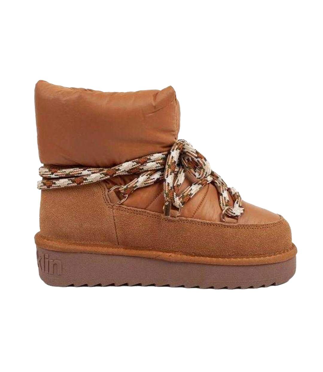 Womens/ladies Sheepskin Platform Winter Snow Boots Brown Franklin-4