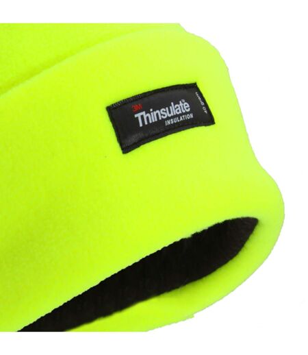 FLOSO Mens Hi Vis Thinsulate Thermal Fleece Winter Beanie Hat (3M 40g) (Neon Yellow) - UTHA406