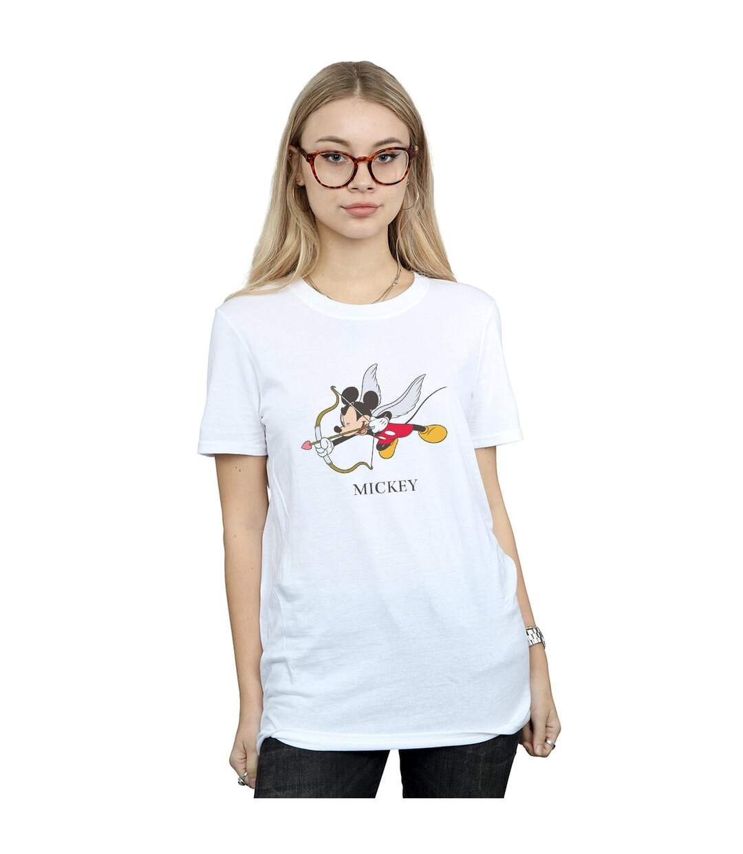 Disney Femme/Les femmes Mickey Mouse Love Cherub - T-shirt boyfriend en coton (Blanc) - UTBI37820-2