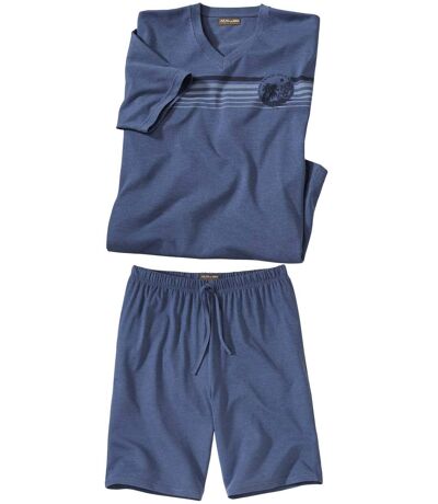 Men's Mottled Indigo Pyjama Short Set
