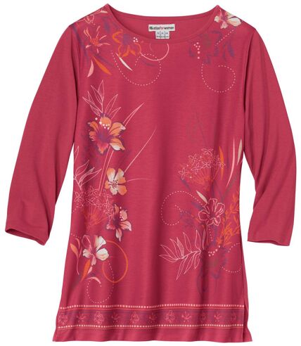 Women's Pink Floral Patterned Top