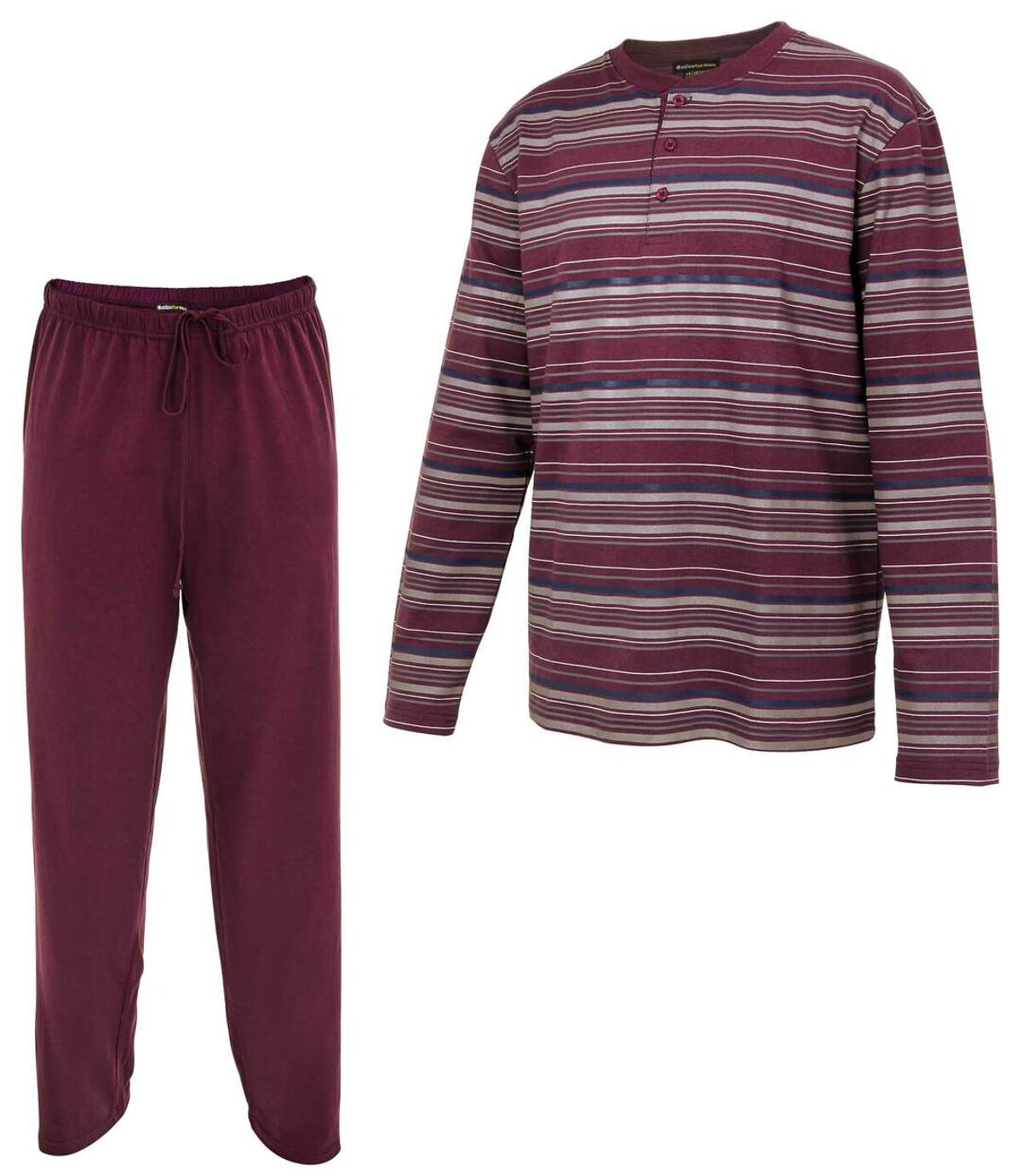 Men's Striped Henley Pajamas - Plum Atlas For Men