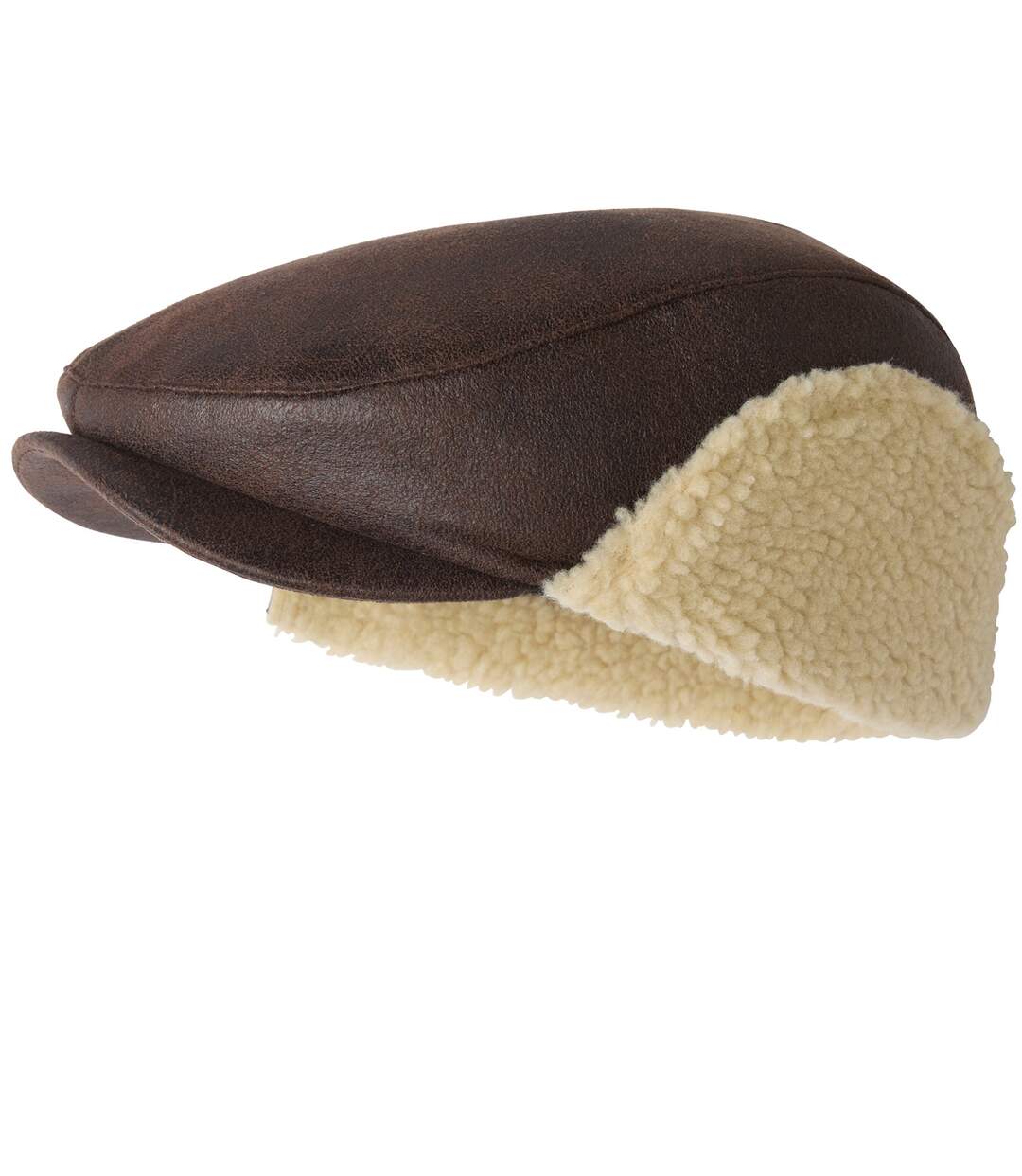 Men's Brown Faux-Suede Flat Cap-4