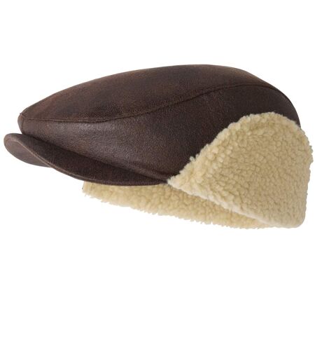 Men's Brown Faux-Suede Flat Cap