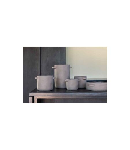 Cache-Pot en Ciment Gustave 24cm Marron Foncé