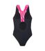 Maillot De Bain 1 Pièce Asma Femme Noir Framboise Vif Aquawave-3