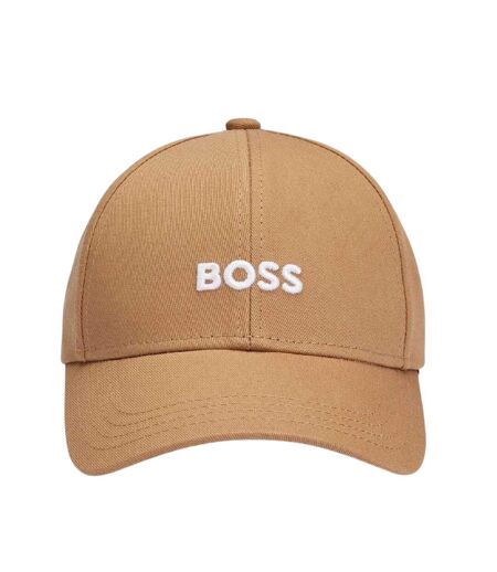Embroidered Logo Cotton Baseball Cap Beige Boss