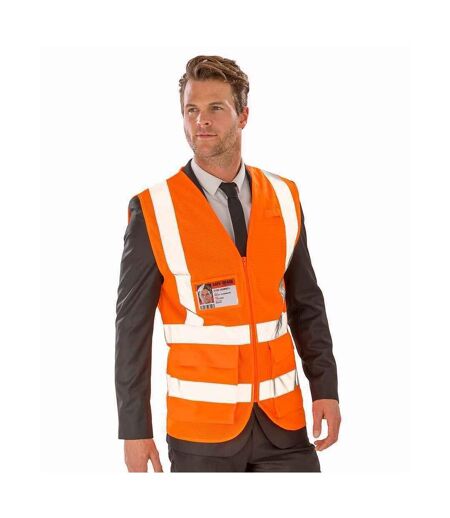 SAFE-GUARD by Result Unisex Adult Executive Mesh Safety Hi-Vis Vest (Fluorescent Orange) - UTPC4555