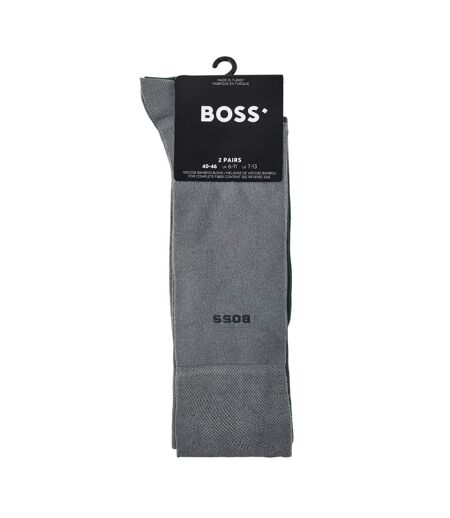 Pack Of 2  Mens Bamboo Crew Socks  Dark Green Boss