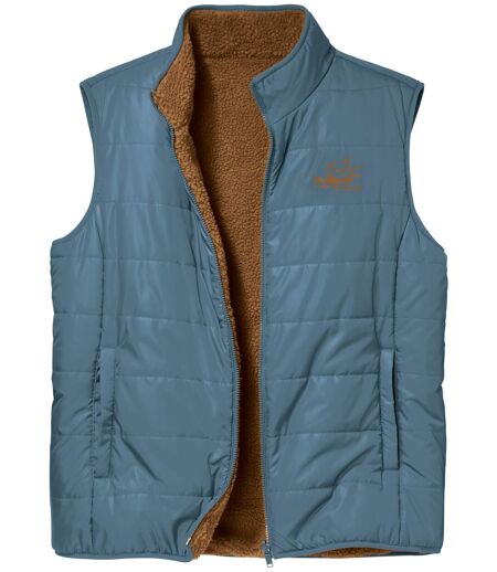 Men's Reversible Padded Vest - Blue Brown