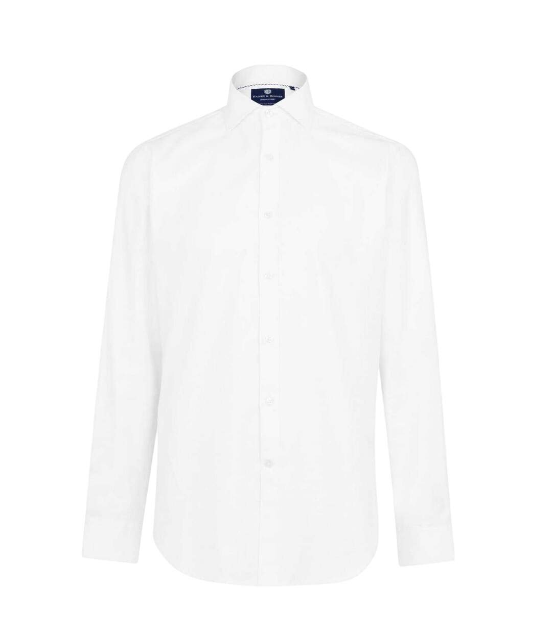Mens Cotton Twill Long-sleeved Shirt White Haines And Bonner-2