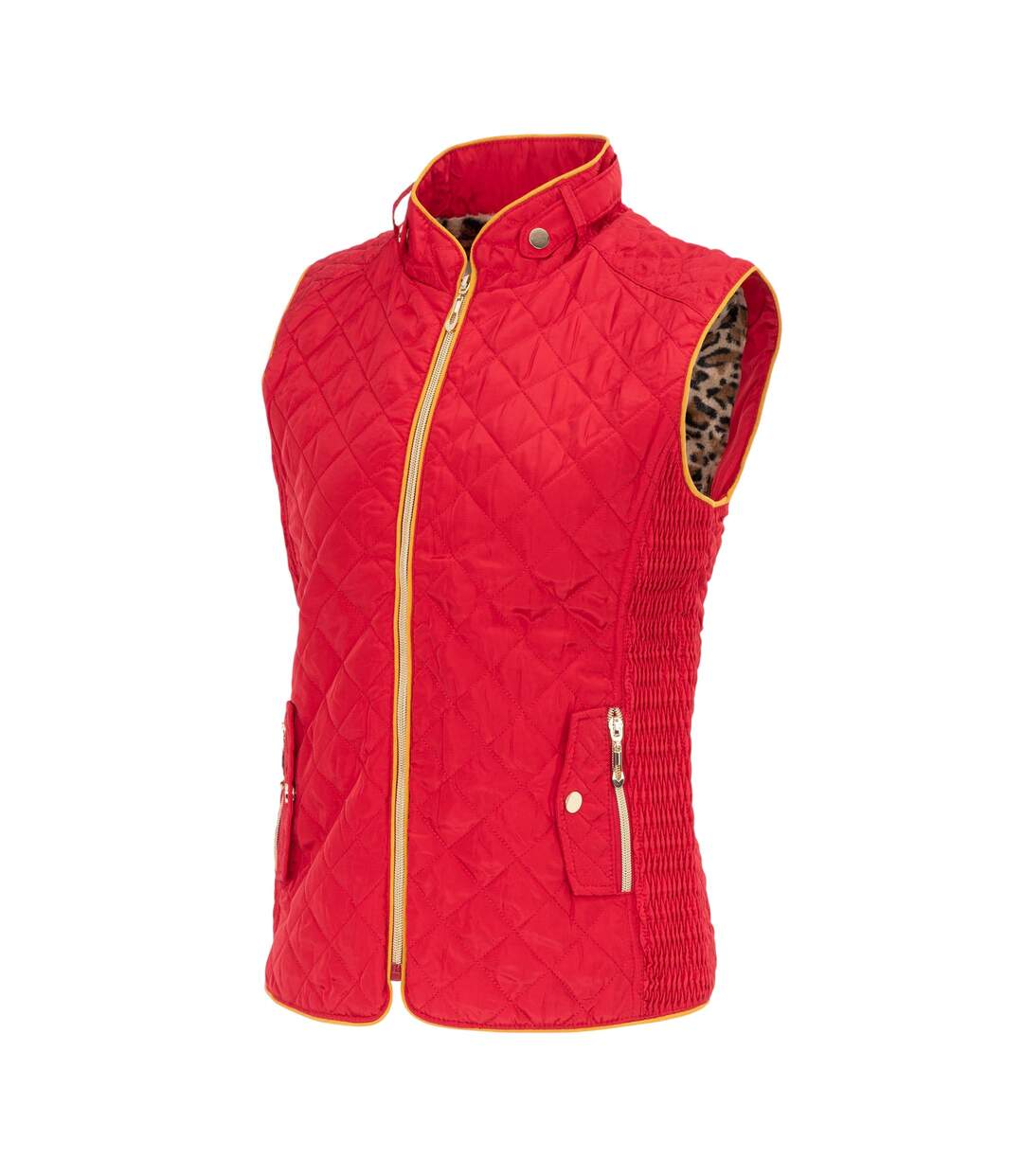 Womens/ladies Quilted Gilet Red Miso-3