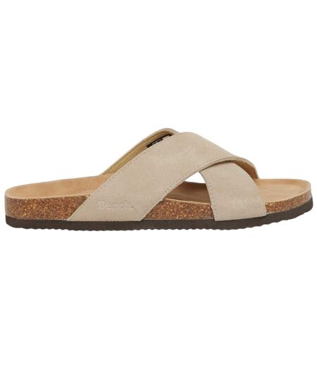 Unisex Adult Peel Open Suede Slides Taupe Bench