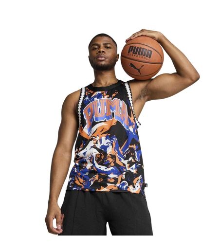 Mens Performance Sleeveless Basketball Jersey Blue Black Puma