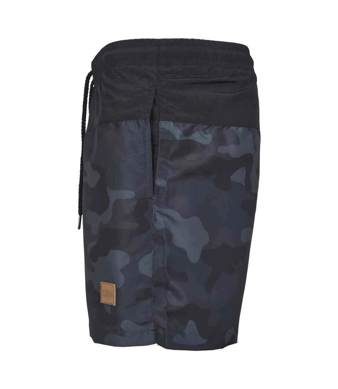 Mens Block Swim Shorts Black Dark Camo Urban Classics-4