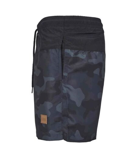 Mens Block Swim Shorts Black Dark Camo Urban Classics