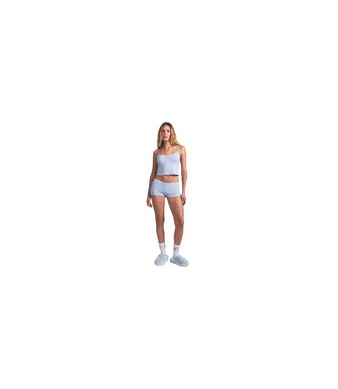Ensemble De Pyjama Motif/style Volanté Femme Bleu Zen Skims-1