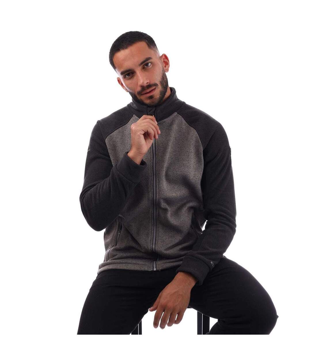 Mens Contrast Sleeves Fleece Jacket Grey Trespass-4
