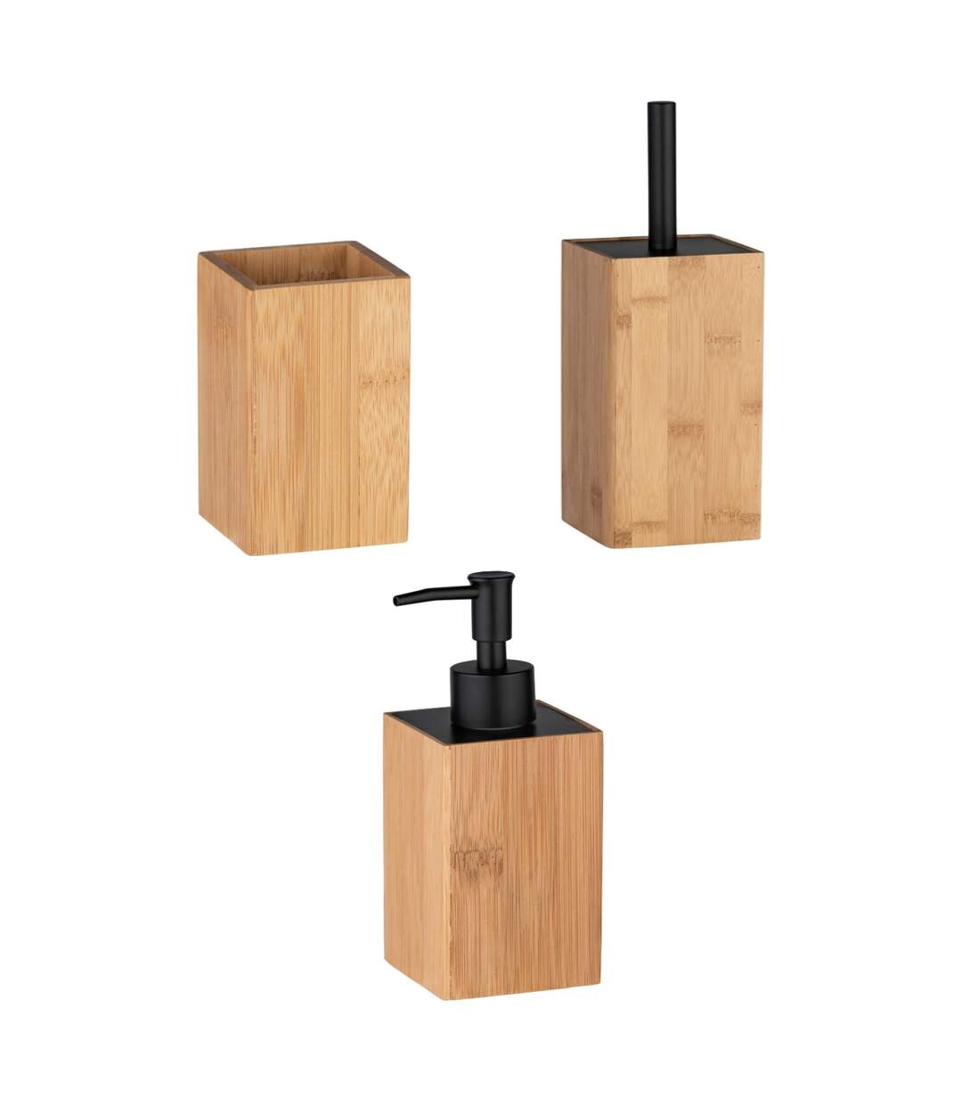 Set accessoires de salle de bain design bambou Padua - Marron-1