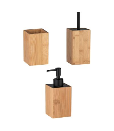 Set accessoires de salle de bain design bambou Padua - Marron
