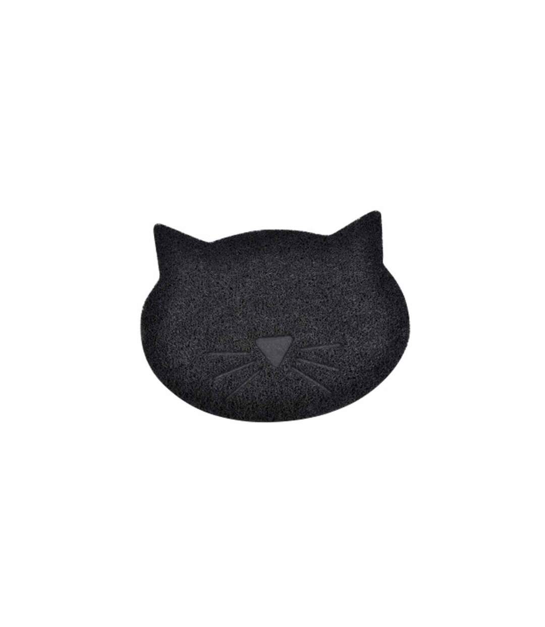 Tapis Repas pour Chat Tête de Chat 43cm Noir-1