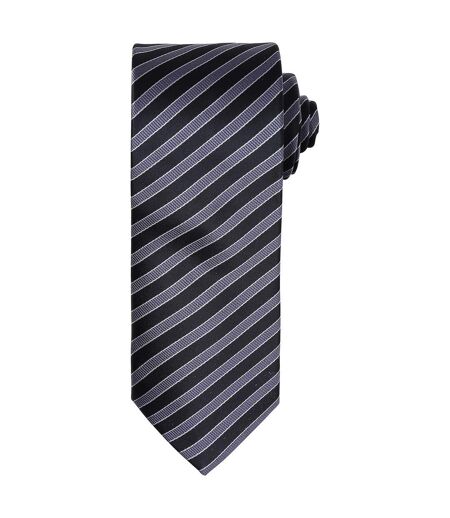 Premier Unisex Adult Double Stripe Tie (Black/Dark Grey) (One Size) - UTPC5867