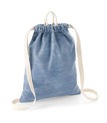 Sac à cordon taille unique denim clair Bagbase