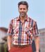 Men's Colorado Checked Shirt - Ecru Salmon Red Navy