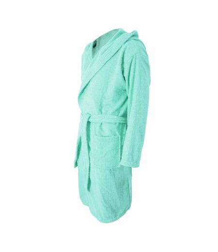 Womens/ladies terry towelling hooded robe green Forever Dreaming