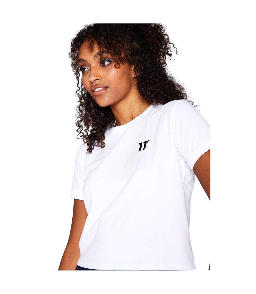 Womens/ladies Logo Crop T-shirt White 11 Degrees-4