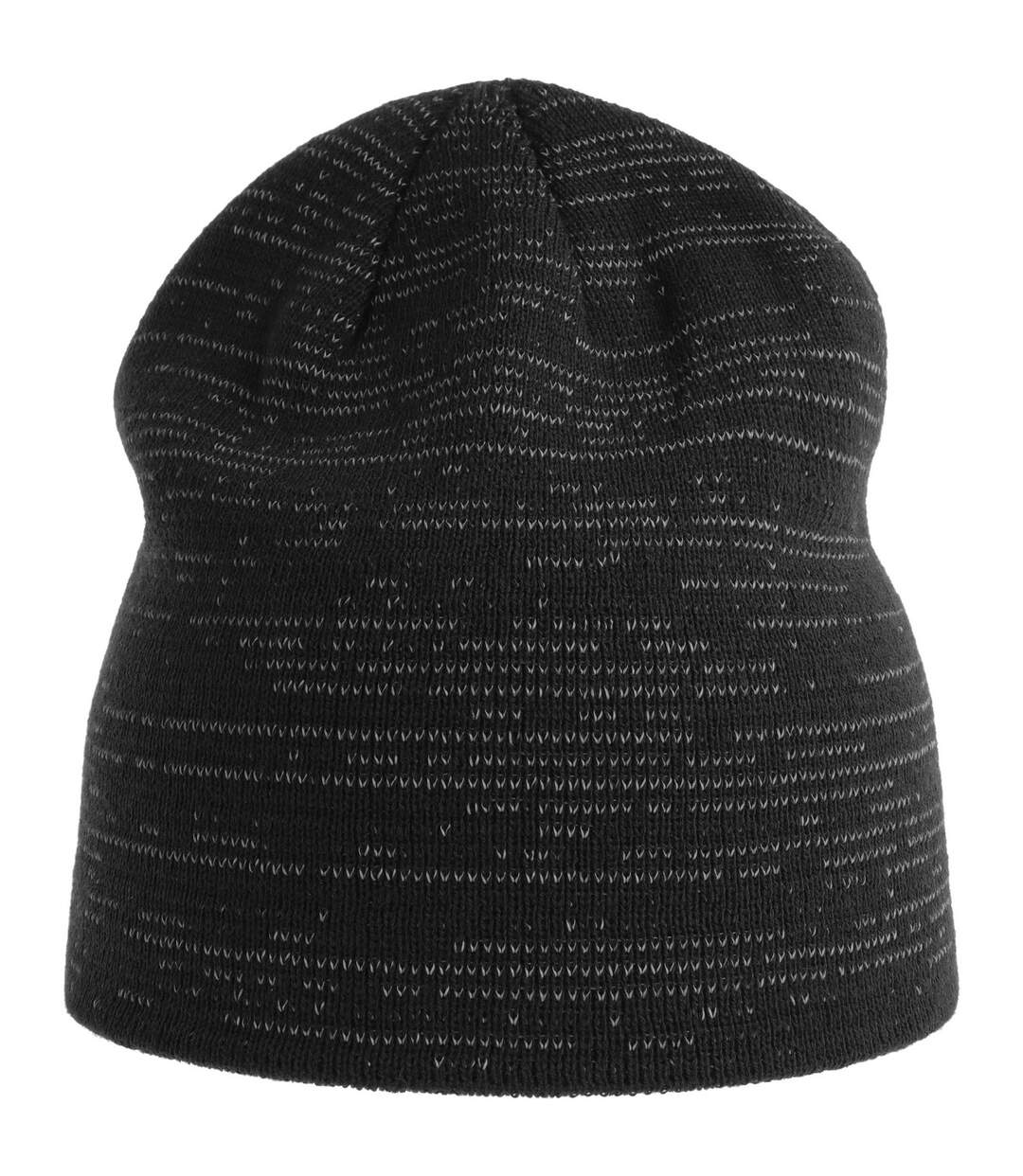 Unisex adult shine reflective recycled short beanie black Atlantis-1