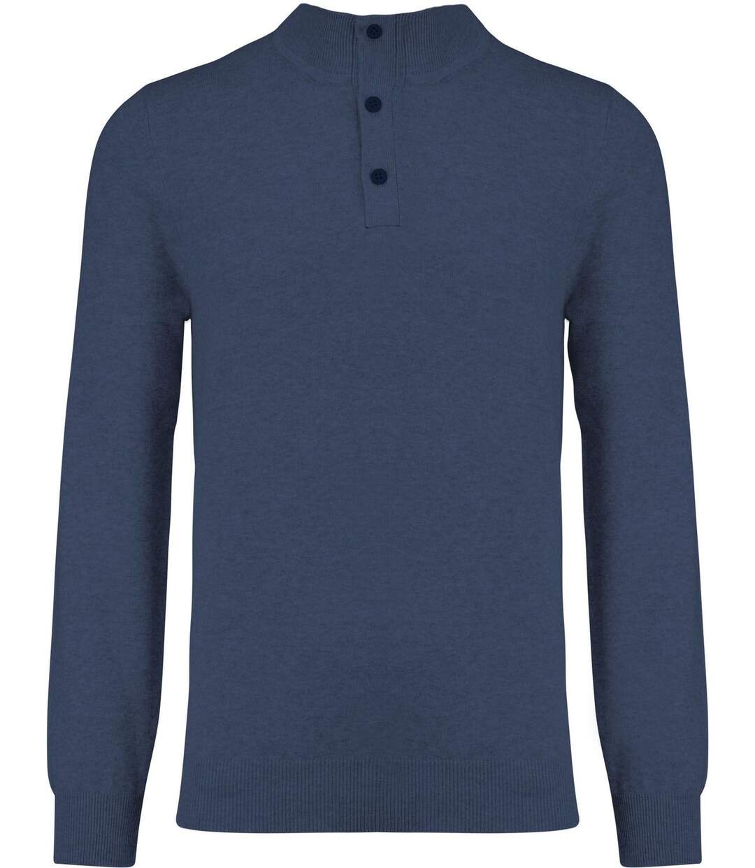 Pull col boutonné homme - K983 - bleu marine-2