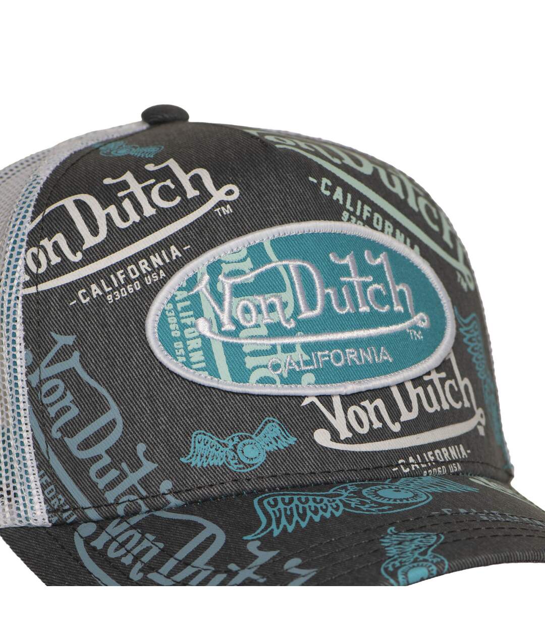 Casquette trucker avec filet print all over Cafe Grey Vondutch-3