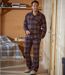 Men's Checked Flannel Pyjamas - Burgundy Navy