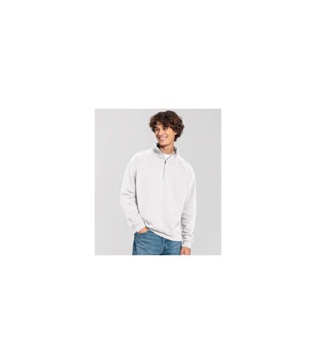 Mens Iconic Premium Half Zip Sweatshirt White Fruit Of The Loom