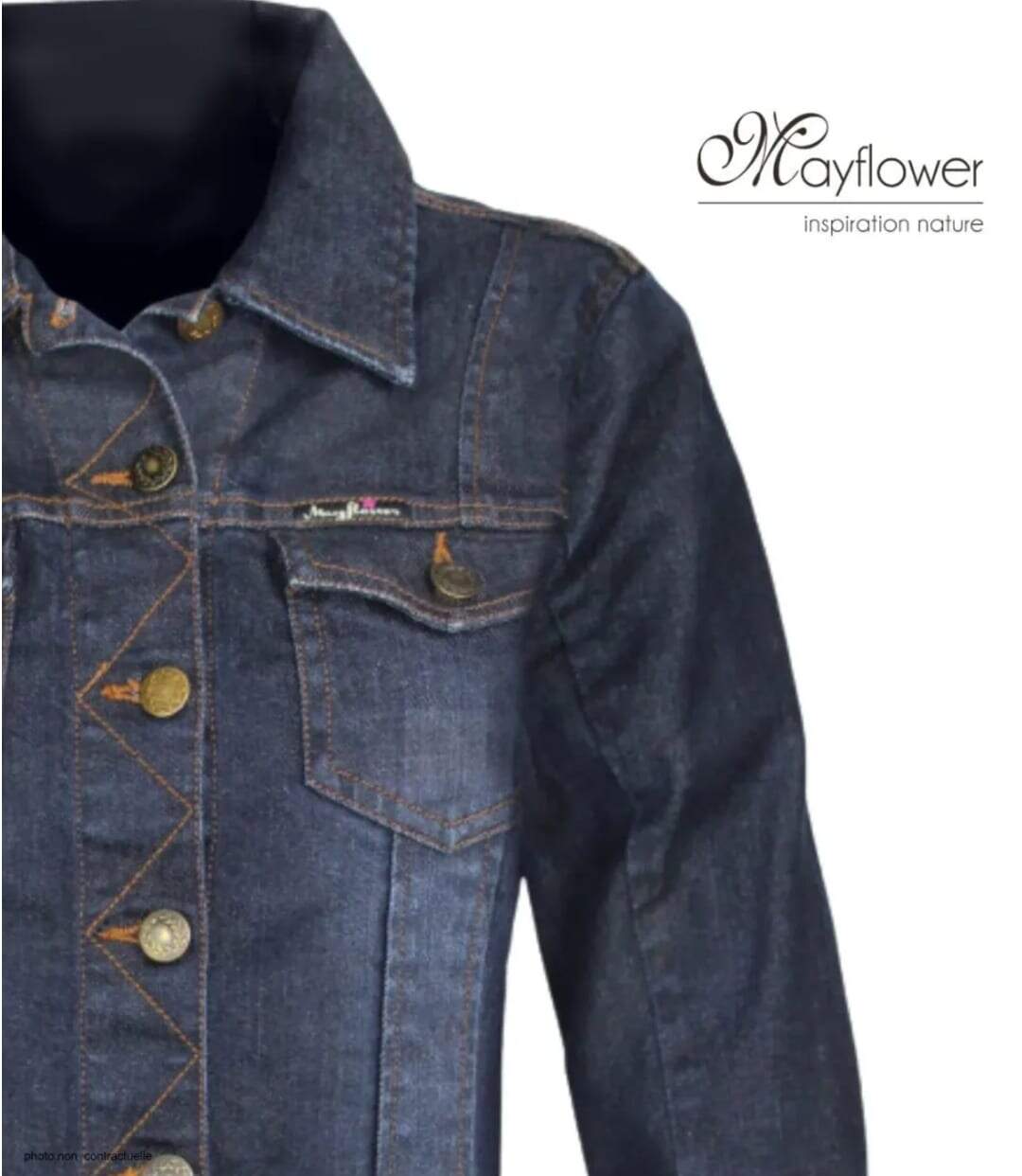 MAYFLOWER DALILA1B – Blouson en jean stretch pour femme : la veste ajustée au confort absolu-4