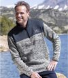 Pack of 2 Men's Half Zip Brushed Fleece Sweaters - Gray Blue Atlas For Men
