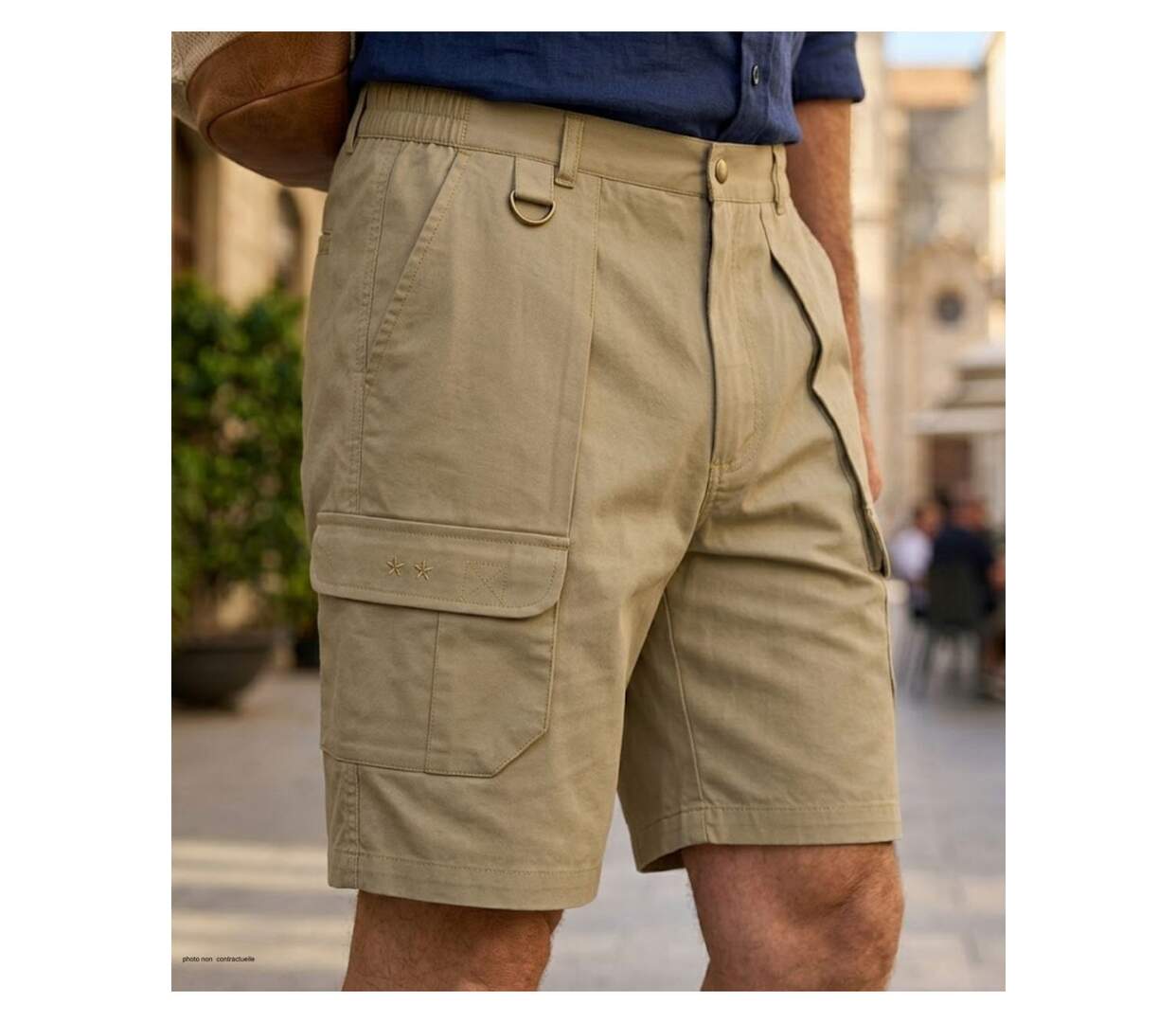 Short homme MAYFLOWER 710099U001 camel marron : la solidité du polycoton pour un look aventurier-1