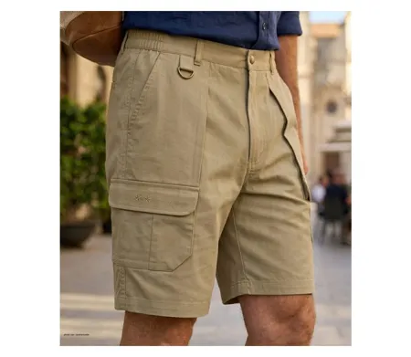 Short homme MAYFLOWER 710099U001 camel marron : la solidité du polycoton pour un look aventurier