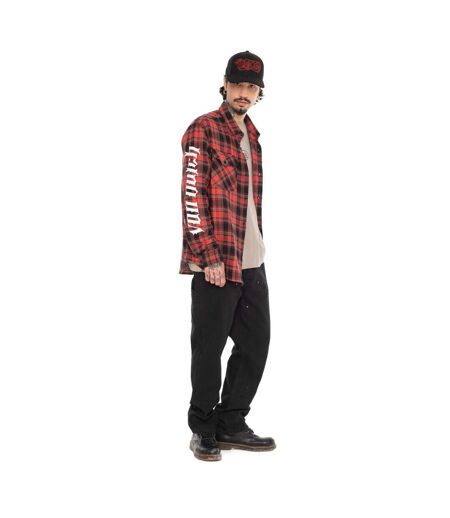 Chemise manche longues à carreaux poches avec print et écusson Juan Vondutch