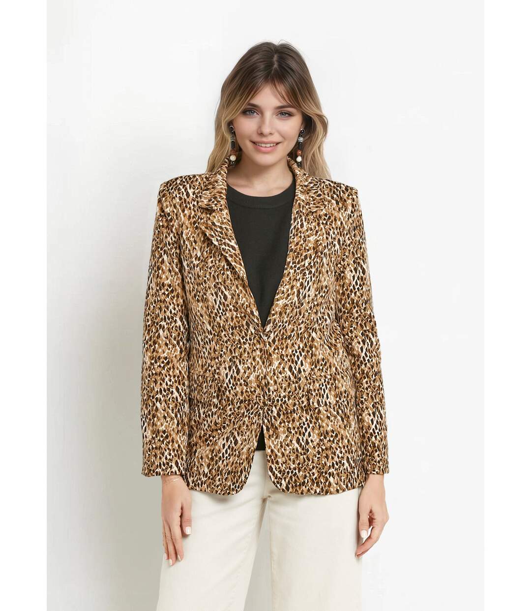 Veste imprimé arty, col tailleur-1