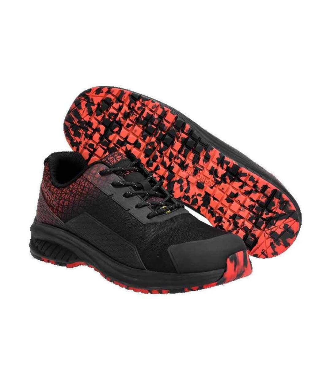 Womens/ladies Footwear Accelerate Safety Shoes Black Traffic Red Mascot-4