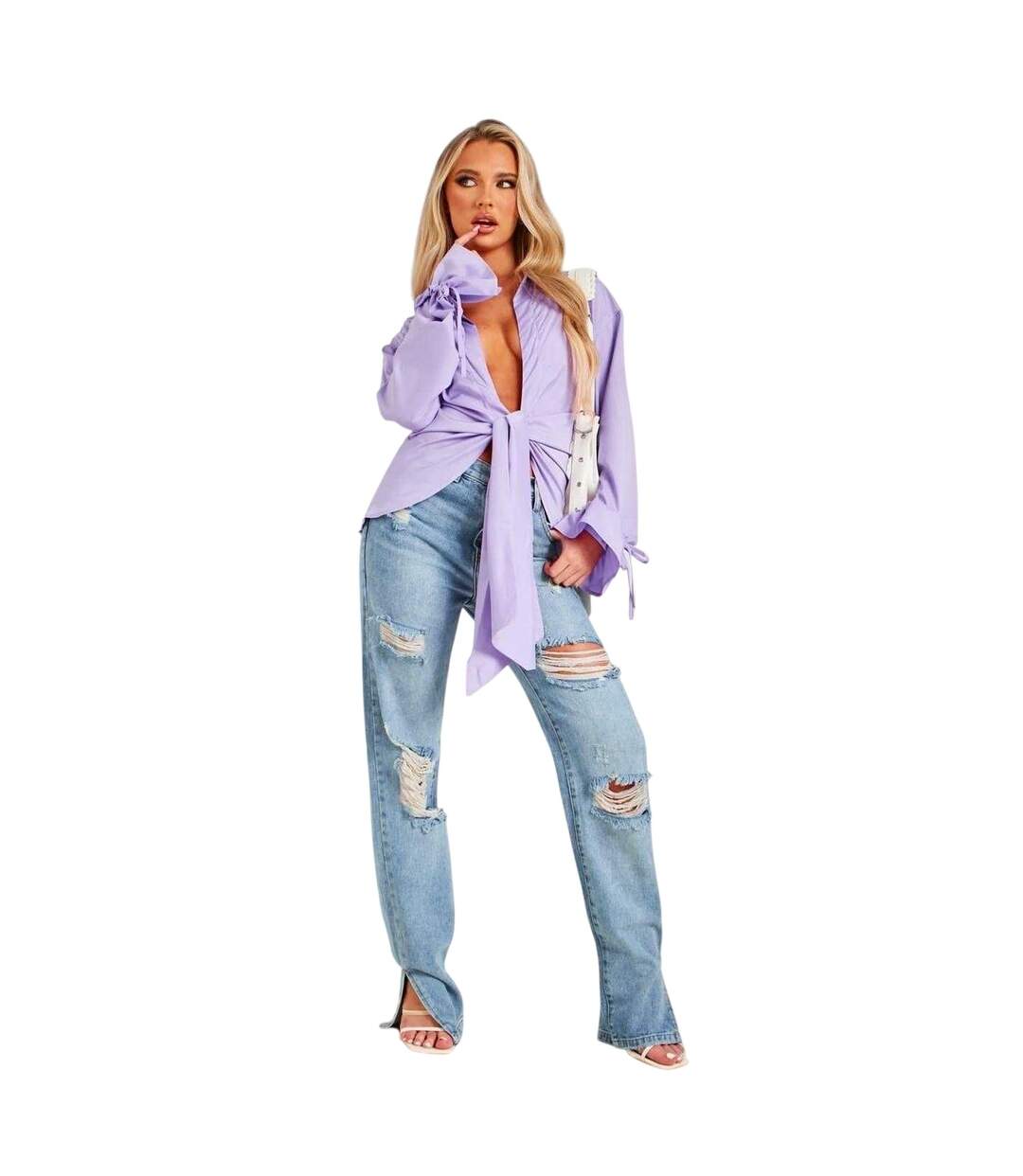 Chemise Manches À Nouer Femme Lilas Missy Empire-1