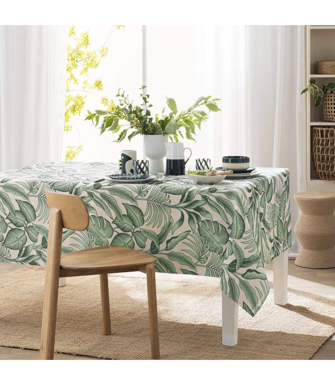 Nappe Antitache Imprimé Stylis 140x240cm Vert Sauge-4